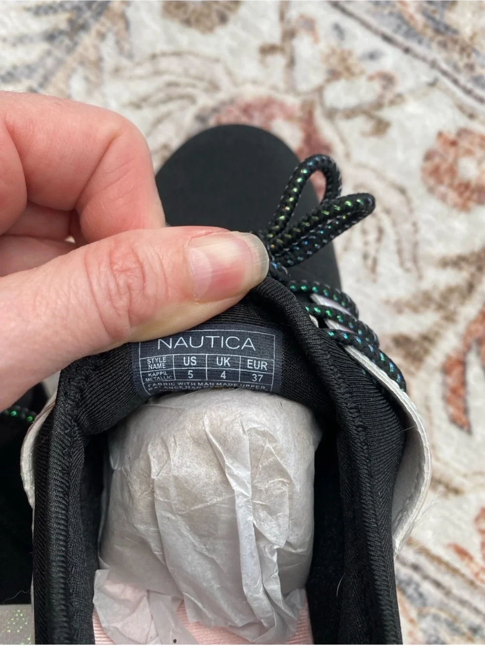 Nautica Black Kids Sneakers with Iridescent Accent